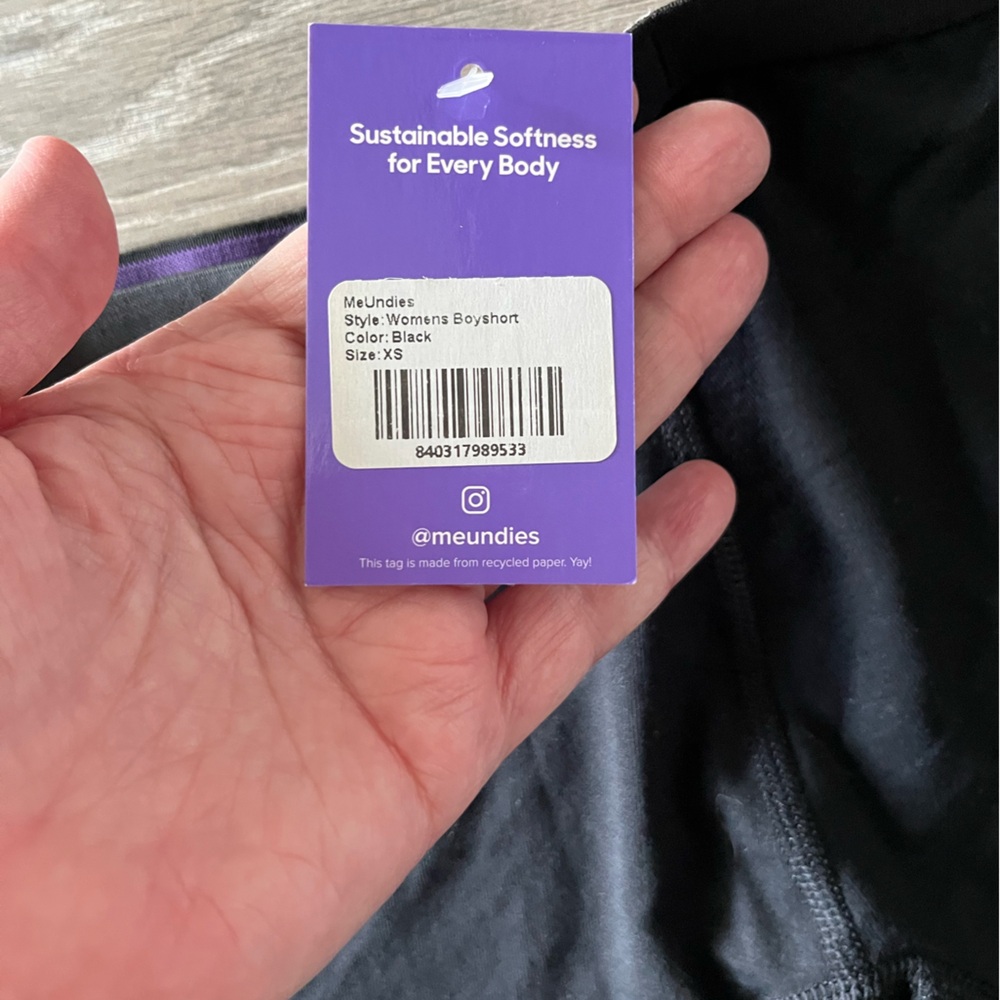 NWT MeUndies Black Boyshorts Panty Size XS - Picture 3 of 3